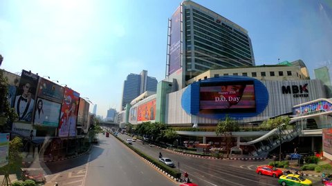 BANGKOK, THAILAND - 13-January-2019 Time lapse view of MBK Shopping Center. It was the largest mall in Bangkok Thailand