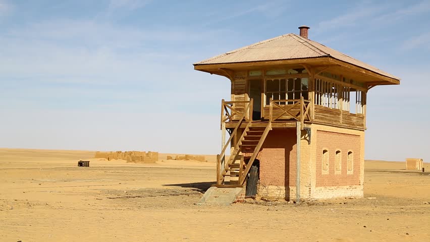 in africa sudan in the desert the old station six and his empty  buildings

