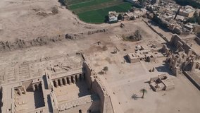 Drone footage of old Medinet Habu in Egypt (The Mortuary Temple of Ramesses III at Medinet Habu)