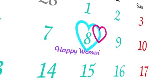 calendar mark on March 8 womens day