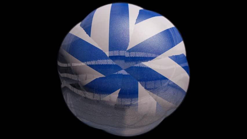 Abstract animation of a rugby ball and blue and white hemlets spinning and making a circle, isolated on black background. Rugby equipment, leather ball of american football rotating with hemlets.