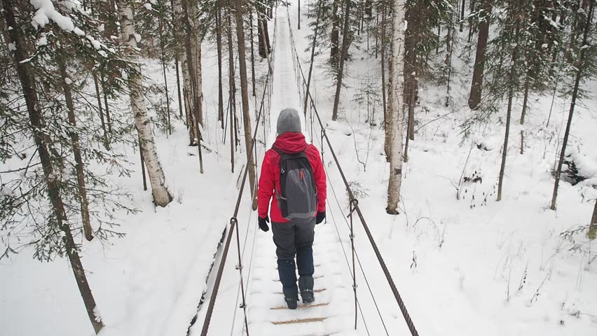 Hiking Girl Tourist Walking Hiking Trail National Park.