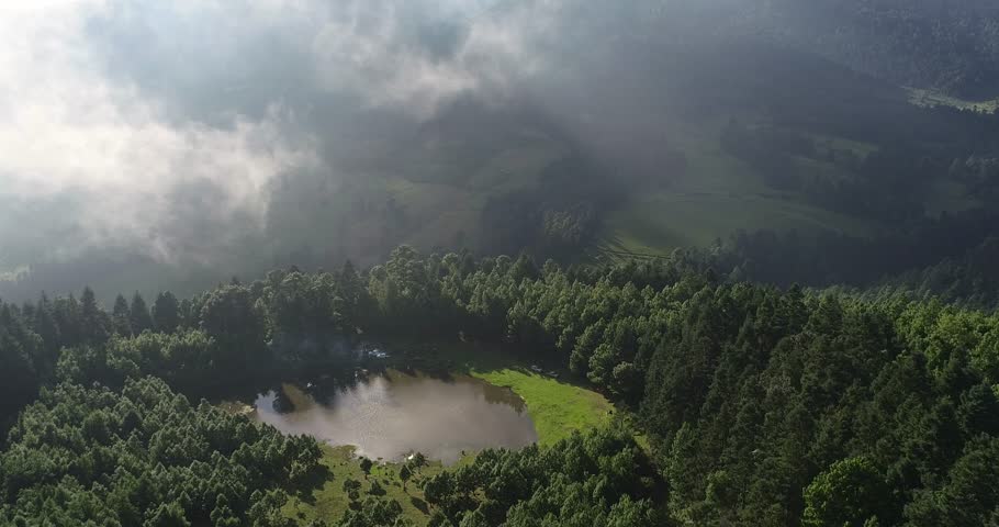 clouds passing by in the sky while hovering over lake