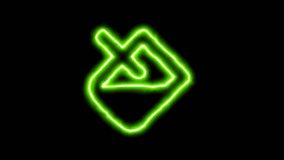 The appearance of the green neon symbol fill. Flicker, In - Out. Alpha channel Premultiplied - Matted with color black - Powered by Shutterstock - Get 15% off with code: PIKWIZARD15