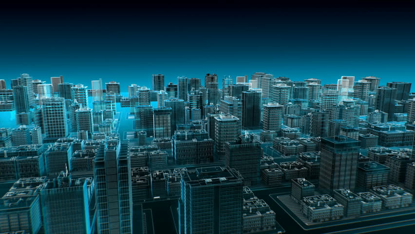 Smart sensor icon on Smart city, connecting futuristic network, IoT technology. blue x-ray aerial view. 4k animation. Royalty-Free Stock Footage #1022355982