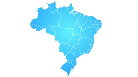 Brazil Map Showing Up Intro By States/
4k animated brazilian map intro background with states appearing and fading one by one and camera movement