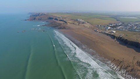 Drone shot of Widemouth Bay
