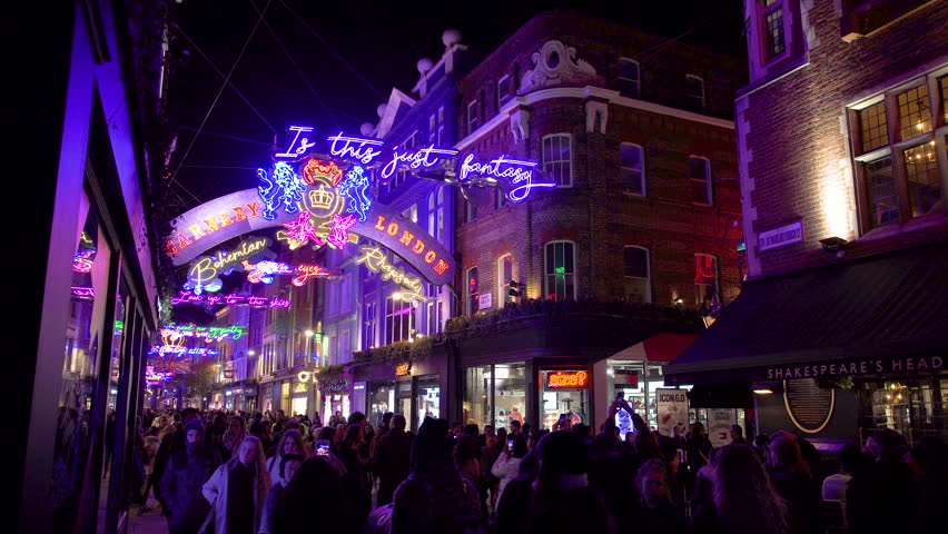 Christmas Lights, Neon Street Illumination, Stock Footage Video (100% ...