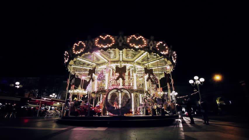 carousel rotating at night