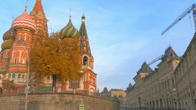 view of Vasily Blazhennogo cathedral and Red Square Moscow, Russia 4K UHD video
