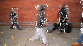 People as data.

Men and women walking past the camera and overlaid with fast changing binary code. - Powered by Shutterstock - Get 15% off with code: PIKWIZARD15