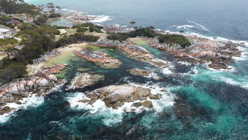 Incredible beach in tasmania, aerial view