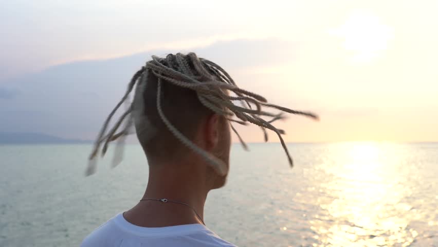 Silhouette Young Guy Dreadlocks On His Stock Footage Video (100% ...