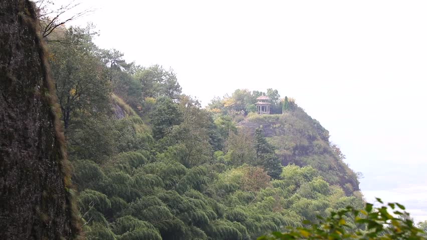 ZHEJIANG, CHINA: One-Line Sky/ Single Line Sky in Jianglangshan/ Mount Jianglang. It is a mountain in Jiangshan, Quzhou, Zhejiang Province, China. The mountain exhibits Danxia landform