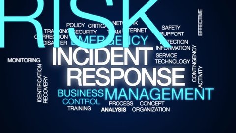 Incident response animated word cloud. Kinetic typography.