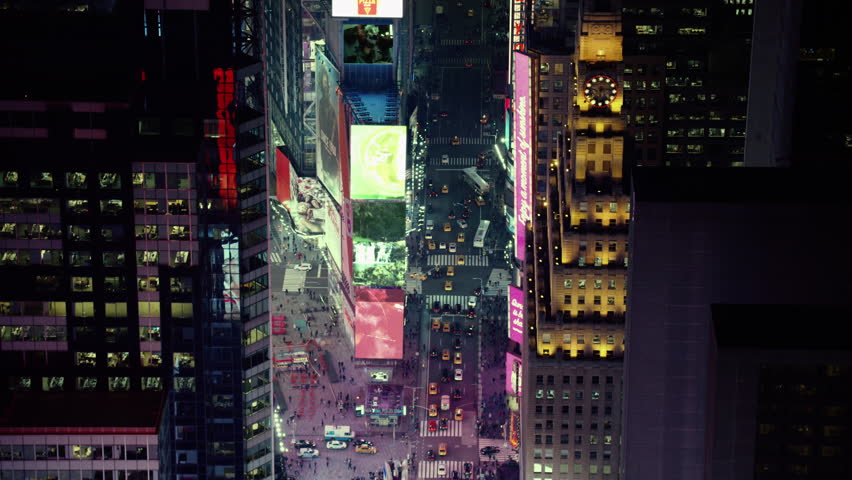 Breathtaking New York. The only shot of New York you need. An amazing establishing shot of Times Square at night in New York City. Shot on 4k RED on helicopter with vfx advertising.