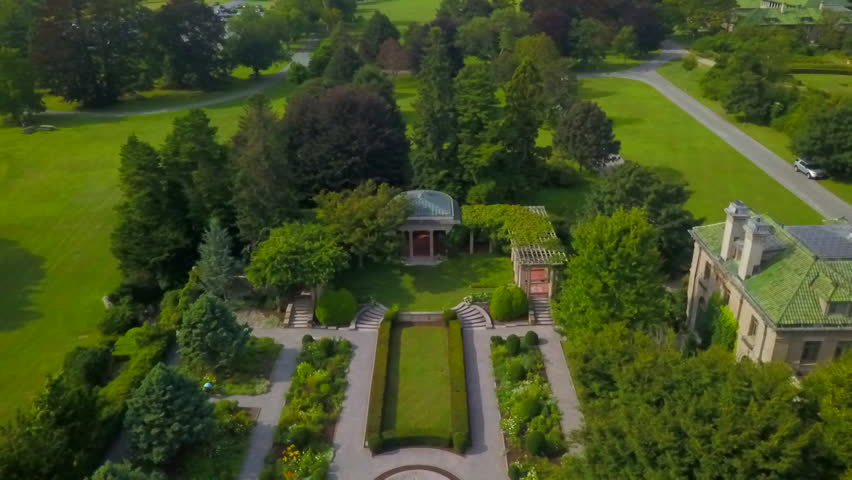 Aerial: Green Garden and Mansion Harkness Memorial State Park