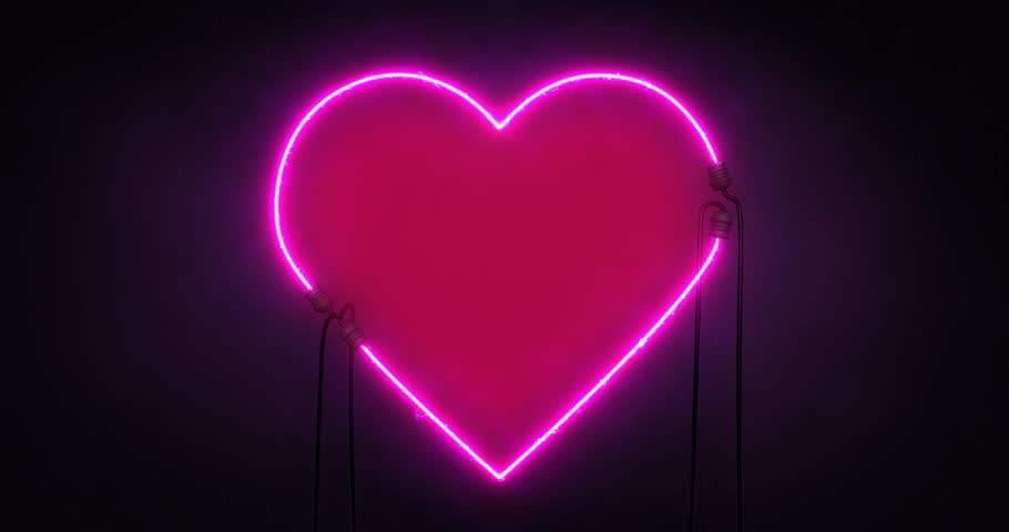 neon violet light heart shape revelation on dark background, love and romance sign 4k footage invitation Royalty-Free Stock Footage #1022480935