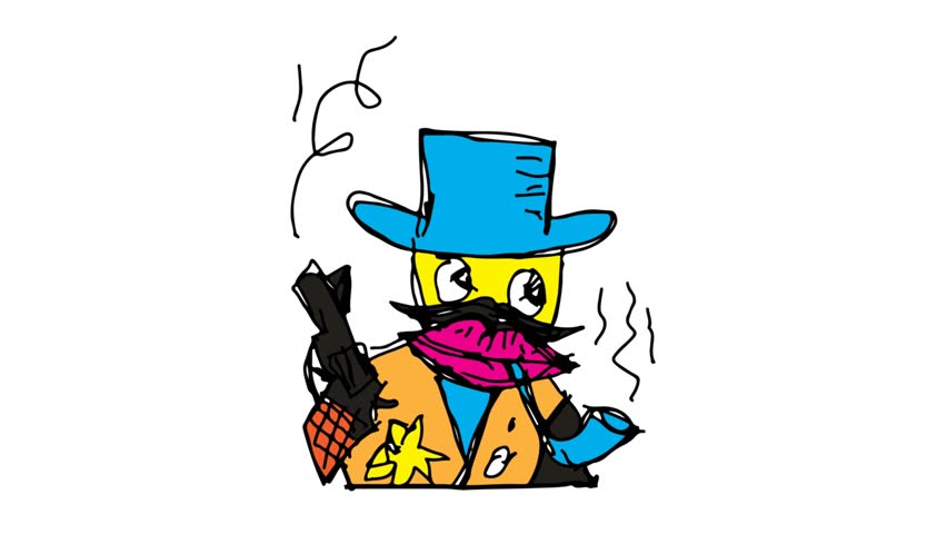 kids drawing white screen with theme of cowboy