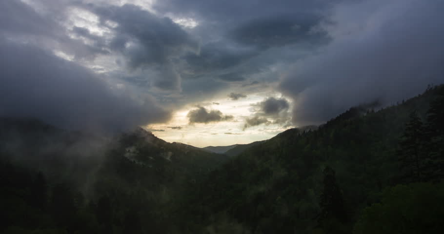 Smoky Mountain very cloudy sunset