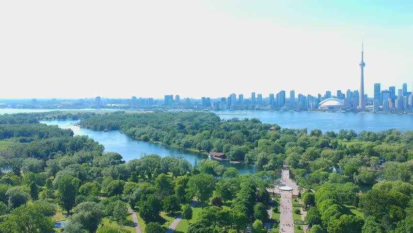 View of cityscape during sunset at summer. Aerial bird eye view.