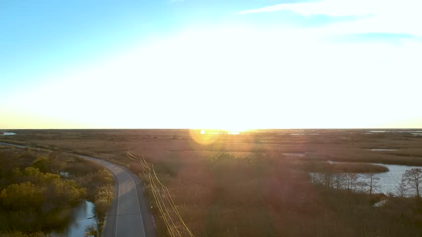 Sunset over bayou deep in Louisiana