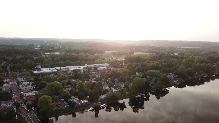Aerial Delaware River Bridge New Hope Pennsylvania New Jersey