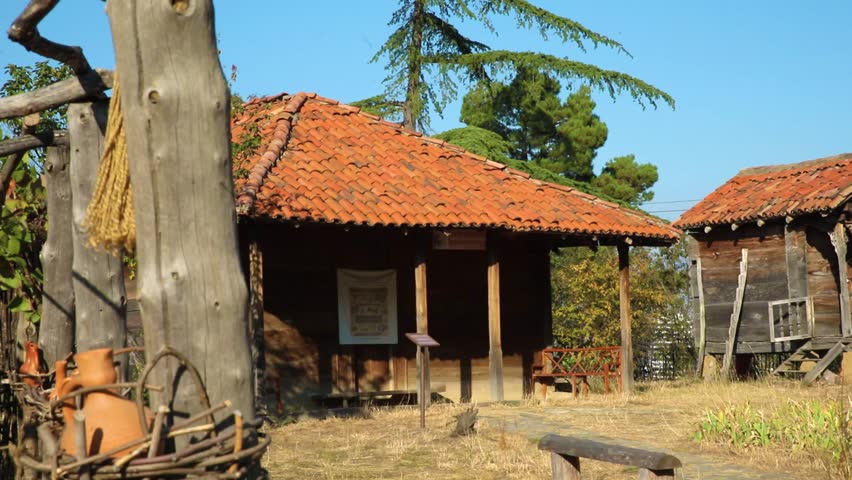 Tbilisi, Georgia. October 2018 - Antique, old wooden houses view.