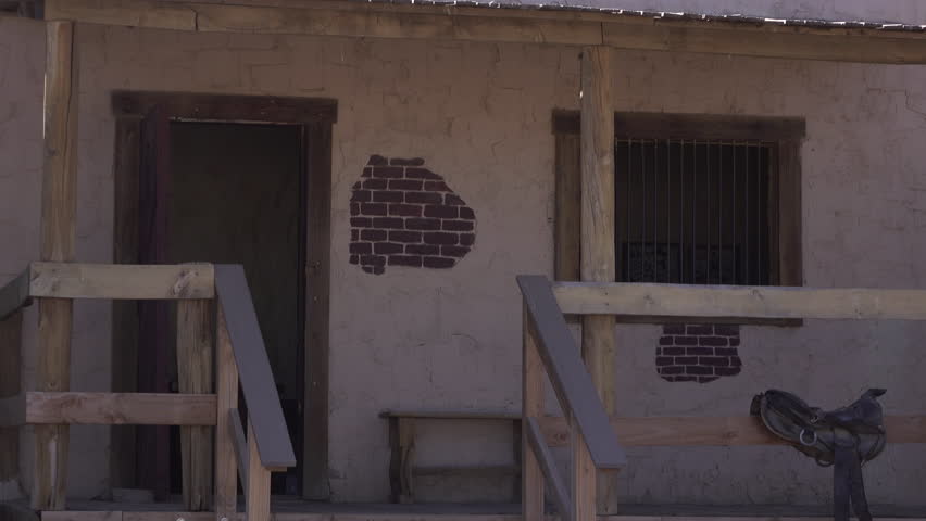 Western style jail building in wild west 4k.