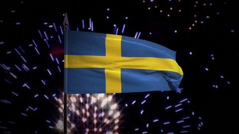 New year firework flag of Sweden