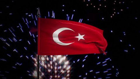 New year firework flag of Turkey