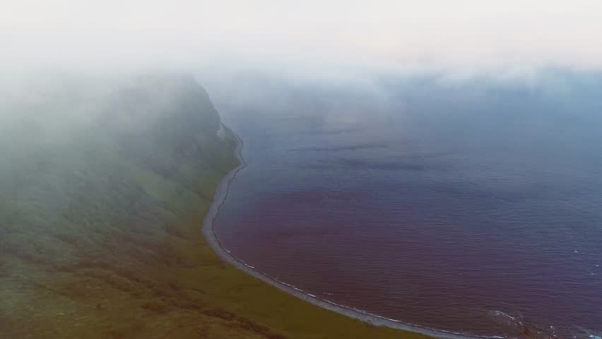 Panoramic Perspective Isle Of Skye, Scotland. Atlantic Ocean Washes The Shore. Aerial View.