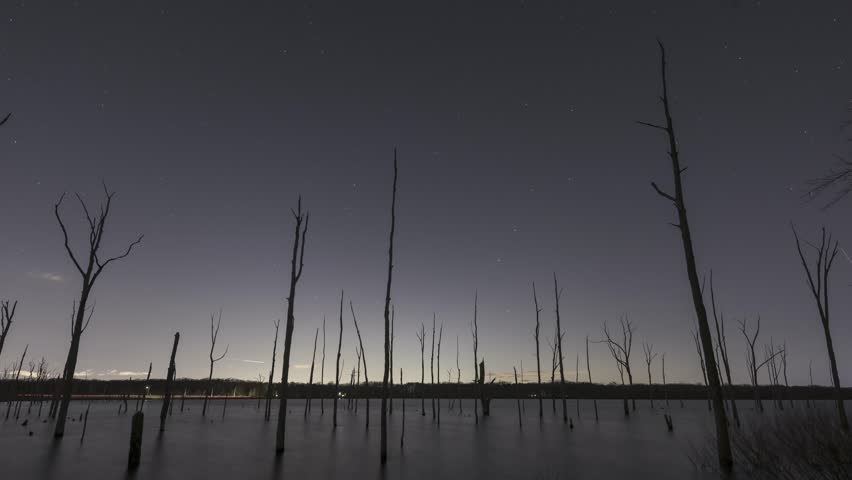 Comet Star Trails rotating above Manasquan Reservoir in New Jersey 
