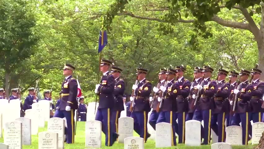 CIRCA 2018 - Members from all five branches of the U.S. Armed Forces participate in the joint full military honors funeral service.