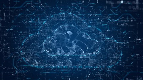 Beautiful animation of camera moving through a grid of particles forming abstract cloud computing tunnel. Seamlessly looping and perfect as background.