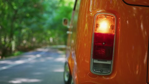 The orange light signal before start driving a van.