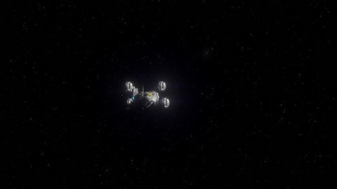 Spaceship flying in deep space. Production Quality Footage with alpha matte. ProRes codec, 25 FPS.