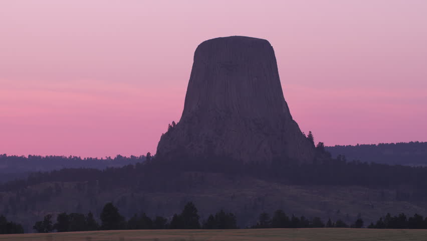 Devils Tower at sunset, Wyoming