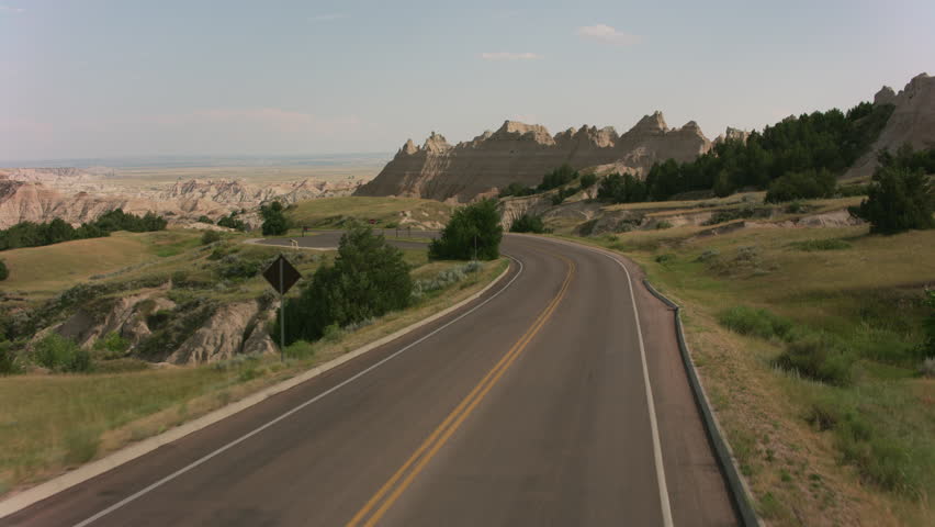 Driving through Badlands National Park, South Dakota