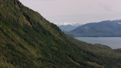 British Columbia circa-2018. Flying over inlets and lakes along the British Columbia coast.