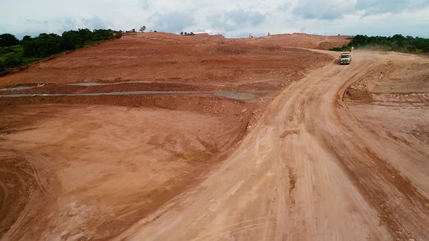 
Industrial Truck.Aerial View.  Heavy Equipment.Loader Excavator.