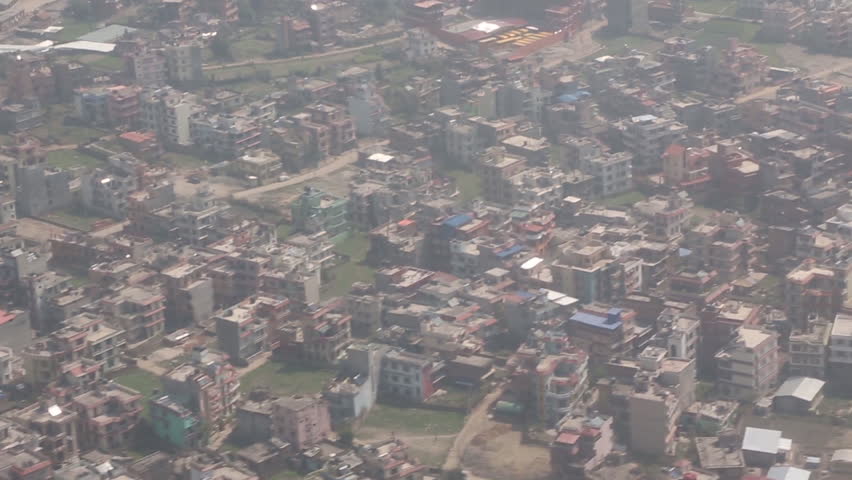 View out plane window taking off from Kathmandu Nepal