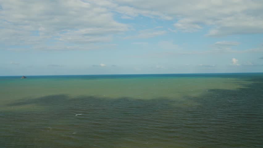 Aerial, beautiful seascape and a view on a small islands near Palm Cove, Cairns in Queensland, Australia