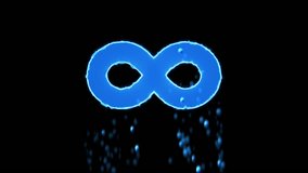 Liquid symbol infinity appears with water droplets. Then dissolves with drops of water. Alpha channel black - Powered by Shutterstock - Get 15% off with code: PIKWIZARD15