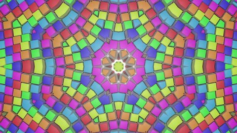multicolored abstract animated patterns. kaleidoscope background. 3d render