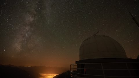 4K Timelapse - The Milky Way and the Pic du Midi one-meter Telescope, used by NASA (France, 08/09/2018)