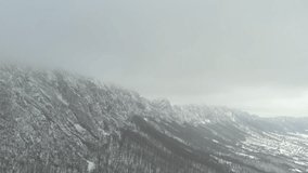 High snow over the mountain ridge Veliki Krs 4K drone footage