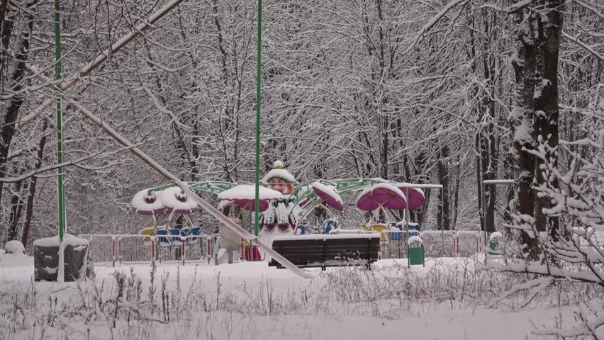 Winter walk in the park Mazurino