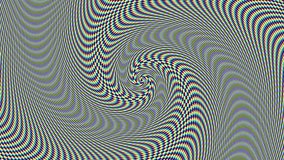 Endless spinning revolving spiral of small shapes. Optical illusion. Seamless looping footage.