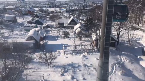 Time lapse from the lift. Mountains, Sakhalin. 